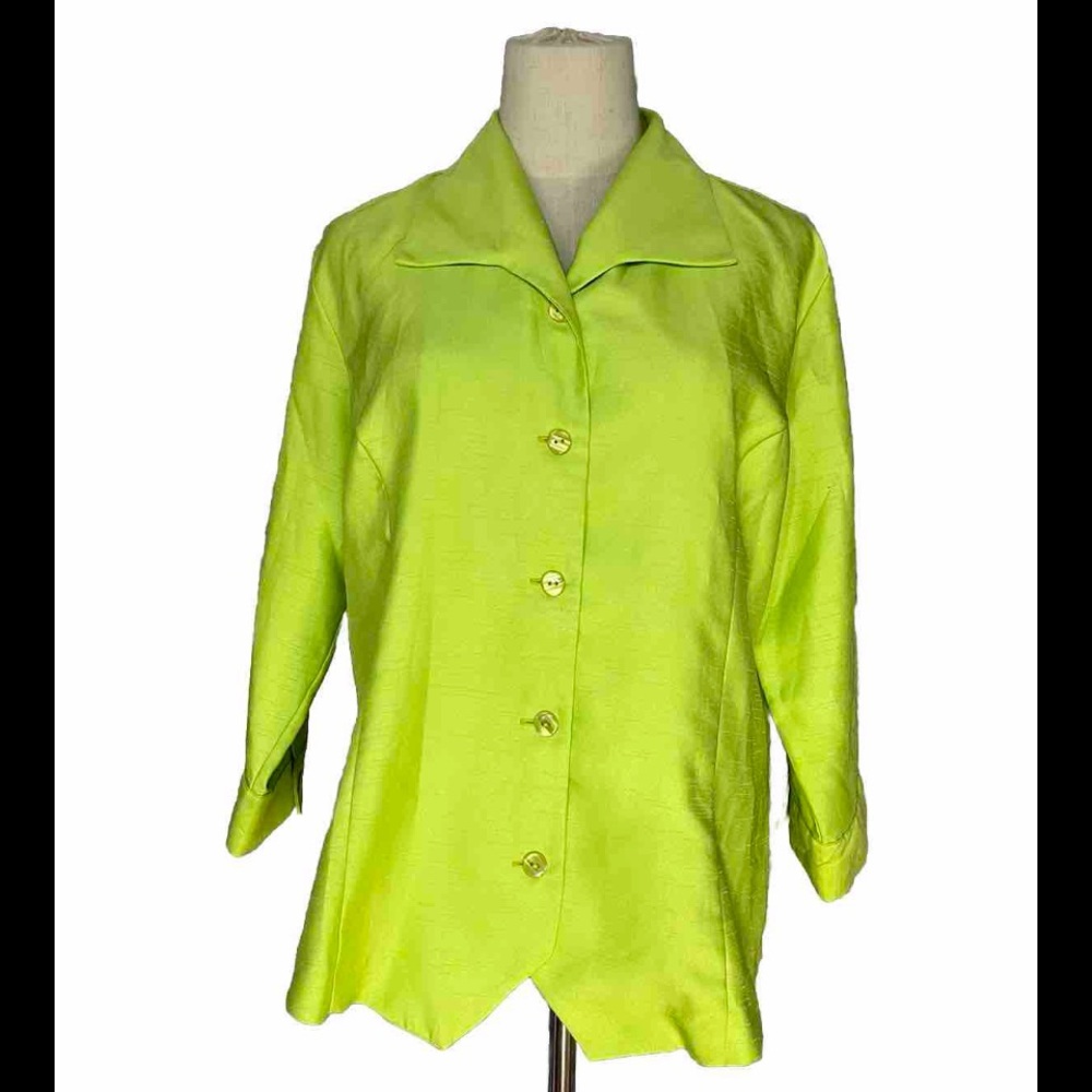 Borcellini Women’s Size 12 Green collard,  Shirt Button Down